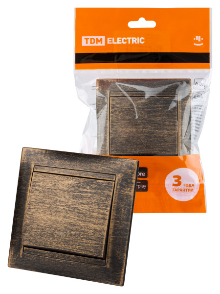 TDM Выключатель на 2 направления 1 кл. 10А старинная бронза "Лама" SQ1815-0748