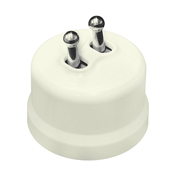 BIRONI Лизетта Пластик Слоновая кость Выключатель кнопочный 2-кл (тумблерный), ручка Серебро B1-232-211-S-PB