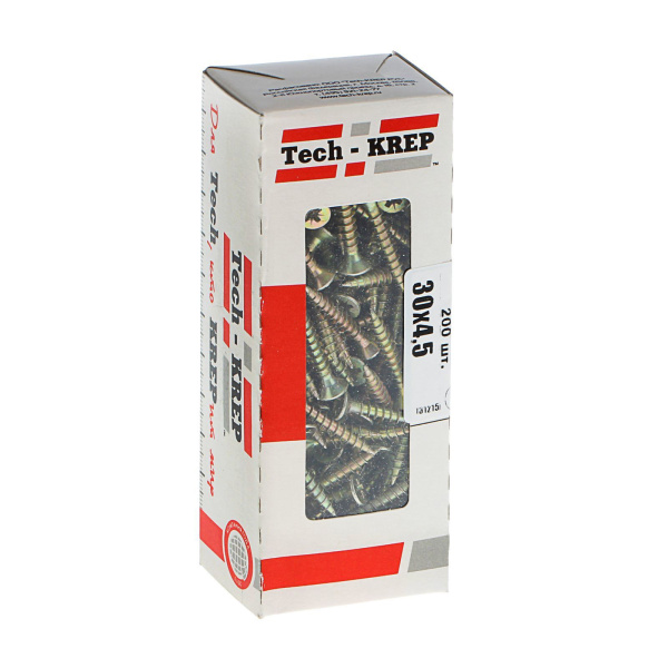 Tech-Krep Саморезы универсальные  30х4,5 мм (200 шт) желтые - коробка с ок. 102252