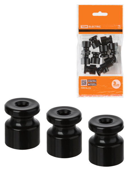 TDM Изолятор пластиковый черный (10 шт) SQ2804-0004