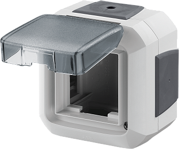 ABB Variant+ Серый Коробка накладного монтажа для механизмов 45х45 с крышкой с четырьмя вводами, IP54 2CHN066541C4517