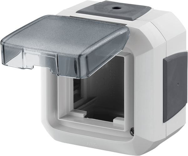 ABB Variant+ Серый Коробка накладного монтажа для механизмов 45х45 с крышкой с четырьмя вводами, IP54 2CHN066541C4517