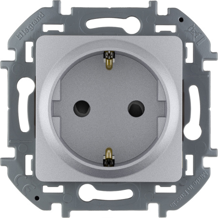 Legrand INSPIRIA Алюминий Розетка 2К+З со шторками - немецкий стандарт - 16 А - 250 В 673732