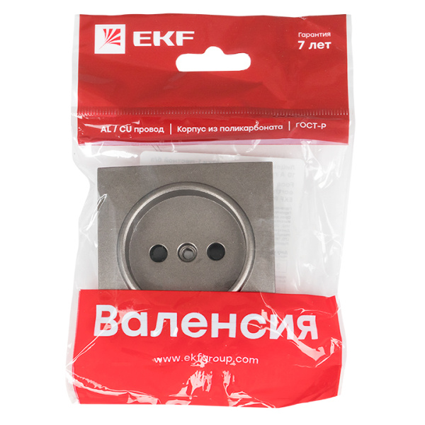 Купить EKF PROxima Валенсия лицевая панель розетки 1-местной б/з 10 А графит с защ. штор.
