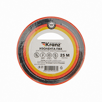 Kranz Изолента ПВХ 0.13х19 мм, 25 м, красная (5 шт./уп.) KR-09-2204