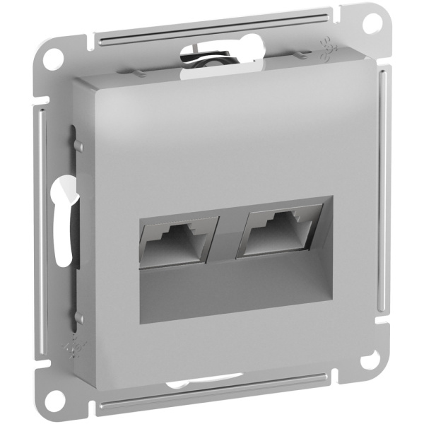 Systeme Electric AtlasDesign АлюминийРозетка двойная комп RJ45+RJ45, кат.6А, механизм