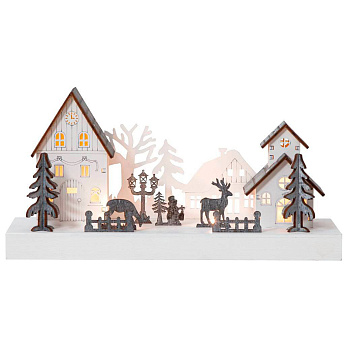 Eglo 270-67 Светильник FAUNA, 4X0,03W (LED), 3V, 28х14 см, дерево,серо-бежевый, белый, 2x АА (не в компл