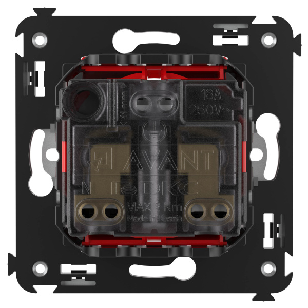 Купить DKC Розетка в стену, 2P+E, с з/ш, "Avanti", "Красный квадрат"