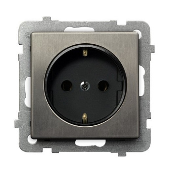 Ospel Sonata Медь (Новое серебро) Розетка 1-я с/з  Schuko, без рамки GP-1RMS/m/44