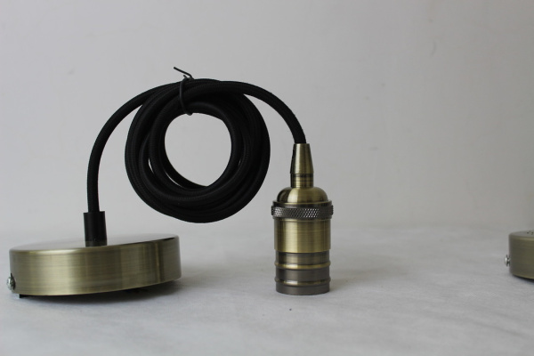 Купить SUN-LUMEN Ретро-патрон с подвесом провод Черный E14, 2x0,75, патрон Бронза, 2m 056-748