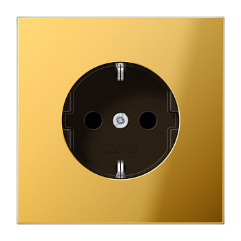 JUNG   LS990  Штепсельная розетка SCHUKO 16A 250V~ с защитой от детей; металл цвета золота GO1520KI