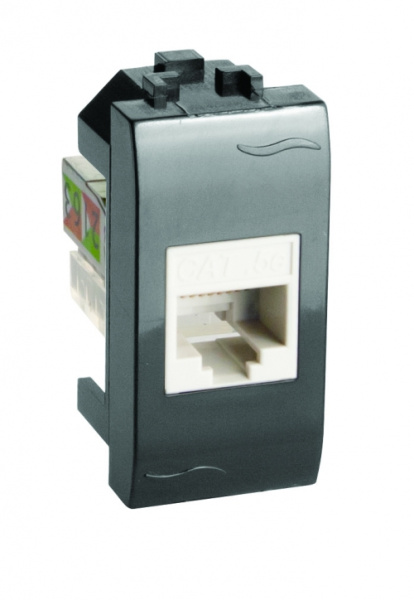 DKC Компьютерная розетка RJ45 кат.5e, Brava, черная, 1мод