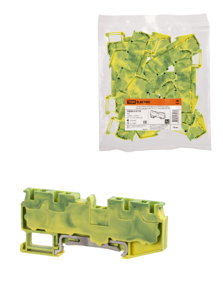 TDM Зажим клеммный безвинтовой ЗКБ PEN быстрого зажима 4 вывода 4 мм2 (Ph-C PT 4-Q-PE) SQ0822-0170