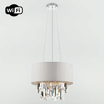 Eurosvet Подвесная люстра с управлением по Wi-Fi 10122/6 хром/прозрачный хрусталь Strotskis Smart (10106/6) a054108