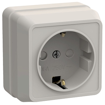 IEK OKTAVA РСш20-3-ОКм Розетка 1местн. c з/к с защ.штор.16А откр.уст. (кремовый)