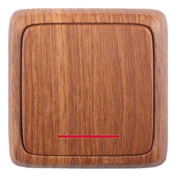 Hegel Альфа наруж Дуб ВА10-114-05 Выключатель 1-клавишный с индикацией, с изол. пластиной