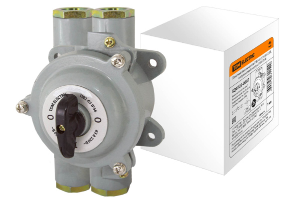 TDM Пакетный выключатель ПВ2-63 2П 63А 220В, силуминовый корпус, IP56 SQ0723-0067