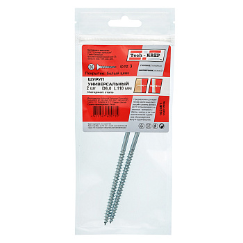 Tech-Krep Саморез ШУц 6,0х110 пот. гол. (2 шт) - пакет 102461