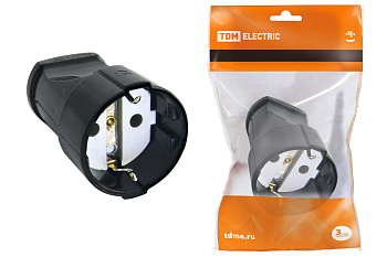 TDM Кабельная розетка 2П+3 16А 250B черная SQ1806-0132