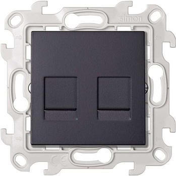 Simon 24 Графит Розетка для передачи данных 2xRJ45 Cat.6 UTP 2410600-038