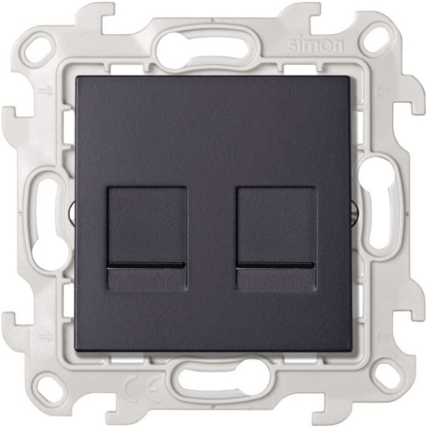 Simon 24 Графит Розетка для передачи данных 2xRJ45 Cat.6 UTP 2410600-038