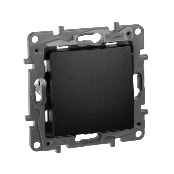 Купить Legrand Etika Антрацит Выключатель 1-клавишный, авт.клеммы, 10AX, 250 В 672601