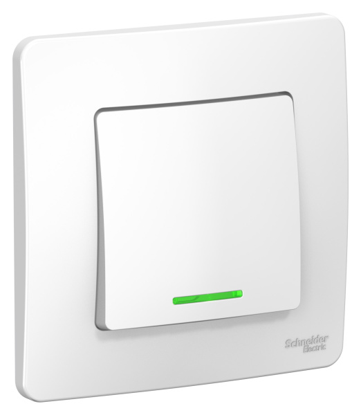 Купить Systeme Electric Blanca внутр Бел Выключатель 1-клавишный с подсветкой, 10А, 250B