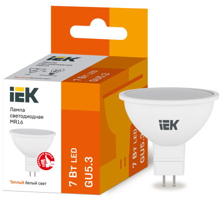 IEK Лампа светодиодная ECO MR16 софит 7Вт 230В 3000К GU5.3 LLE-MR16-7-230-30-GU5