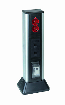 Simon Connect Алюминий/Графит Миниколонна 1-сторонняя на 4 Cima-модуля, 601х71,5(125)х109,5(164)мм ALC314-8-14