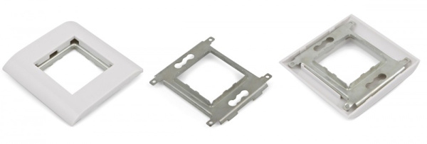 Hyperline FP-M45-1-WH Лицевая панель 80х80мм для 2-х модулей 45х22.5 (аналогов Mosaic), металлический каркас 16286