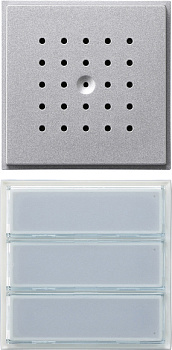 Gira TX-44 Алюминий Вызывная станция (аудио) для скрытого монтажа, на 3 абонента, белая подсветка 126165