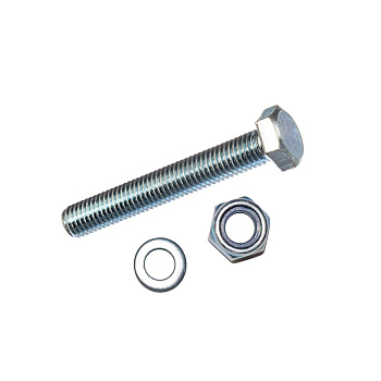Tech-Krep Болт DIN933 с шестигранной головкой оцинк. М8х120 + гайка + шайба (2 шт) - пакет 136913