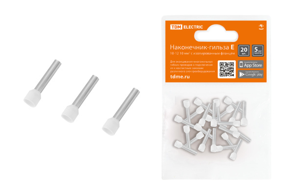 TDM Наконечник-гильза Е7508 0,75мм2 с изолированным фланцем (20шт) SQ0568-0045