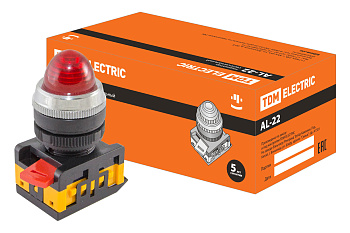 TDM Лампа AL-22 сигнальная d22мм красный неон/230В цилиндр SQ0702-0008