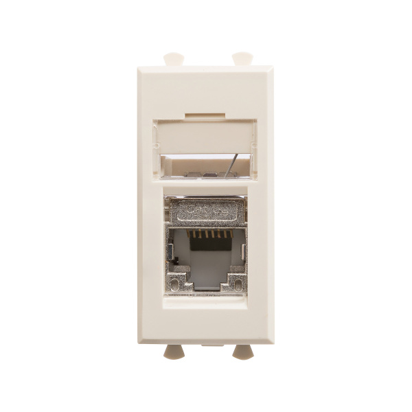 DKC Компьютерная розетка RJ-45 модульная, кат.5е экранированная, "Avanti","Ванильная дымка", 1 модуль