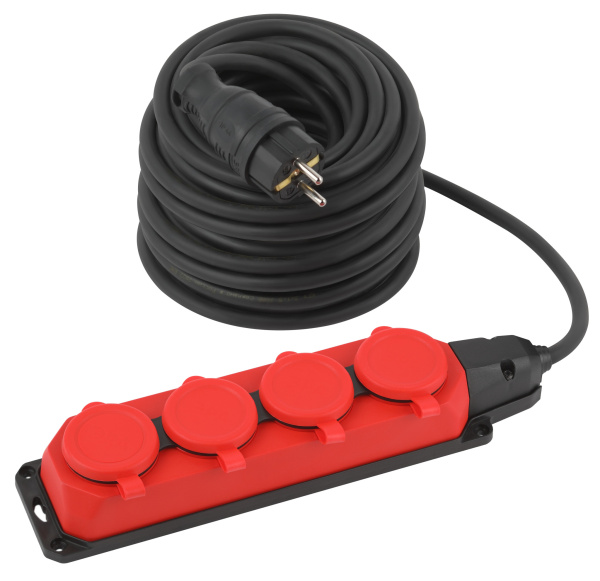 ЭРА Удлинитель силовой ЭРА UK-4e-3x1,5-30m-IP44(KG) с заземлением 4 розетки каучук 30м КГ 3х1,5мм2 IP44