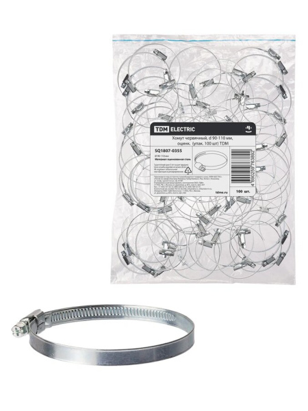 TDM Хомут червячный, d 90-110 мм, оцинк  (упак. 100 шт) SQ1807-0355