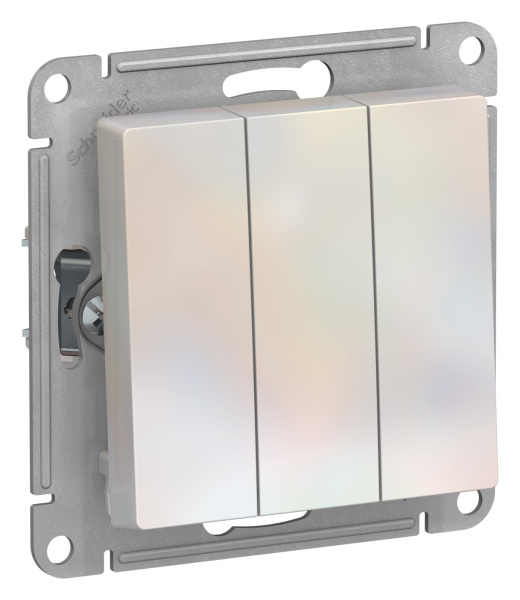 Купить Systeme Electric AtlasDesign Жемчуг Выключатель 3-клавишный сх.1+1+1, 10АХ, механизм