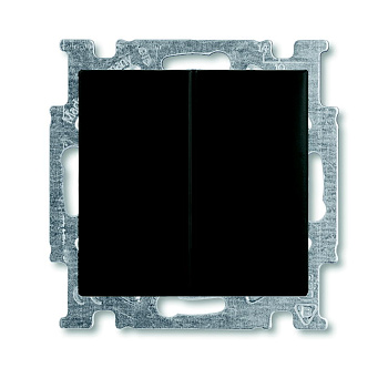 ABB BJB Basic 55 Шато (чёрн) Выключатель 2-клавишный с подсветкой 2CKA001012A2178