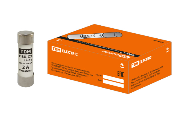 TDM Плавкая вставка ПВЦ-С3 14х51 2А SQ0729-0012
