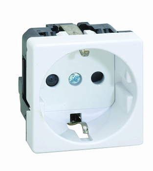 Simon 27 Мех Слоновая кость Розетка 2к+з Schuko с шторками, безвинтовой зажим, 10/16А 250V 27432-62