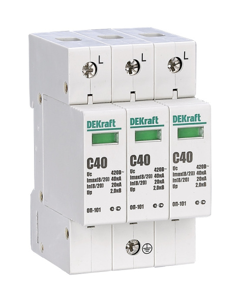 Купить Dekraft Ограничитель перенапряжений 3P 40кА класс C 440В