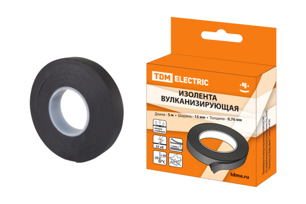 TDM Изолента вулканизирующая 15 мм 5 метров (до 25 кВ) SQ0526-0601