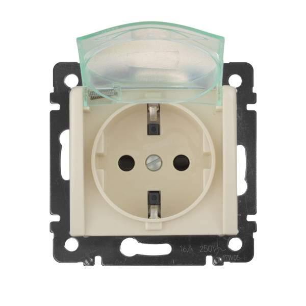 Купить Legrand Valena Крем Розетка 1-ая с/з с крышкой и защитными шторками IP44 (к простой рамке) 774120