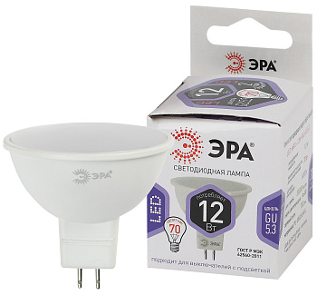 ЭРА LED MR16-12W-860-GU5.3 (диод, софит, 12Вт, холод, GU5.3) (10/100/4200)