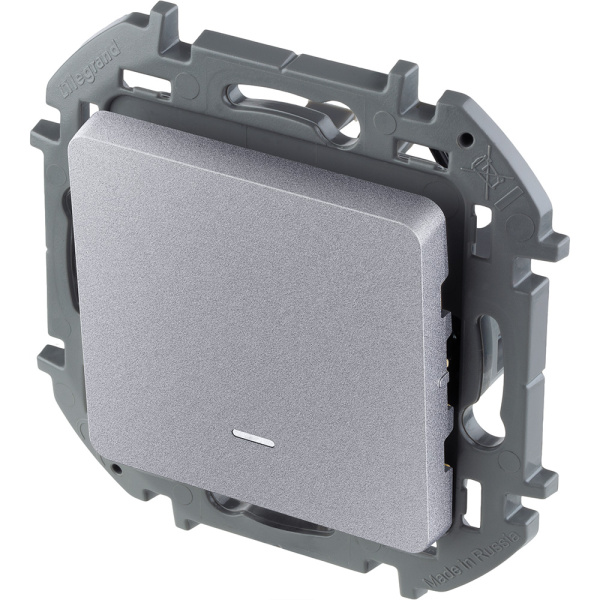 Купить Legrand INSPIRIA Алюминий Переключатель одноклавишный с подсветкой/индикацией 10 AX - 250 В 673662