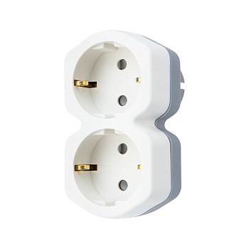 Двойник электрический 16 А с заземлением и защитными шторками, белый Rexant 11-1087