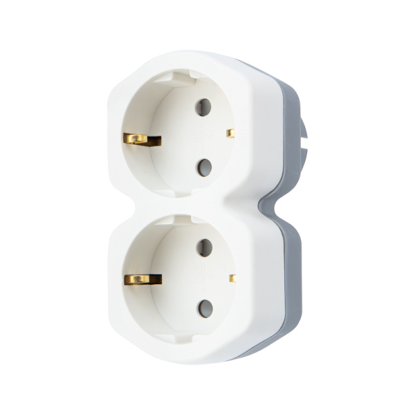 Двойник электрический 16 А с заземлением и защитными шторками, белый Rexant 11-1087