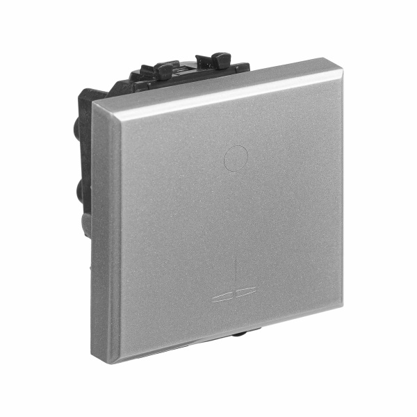 Купить DKC Выключатель двухполюсный одноклавишный модульный "Avanti", "Закаленная сталь", 2 модуля