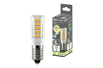 TDM Лампа светодиодная Е14-5 Вт-230 В-3000 К, SMD, 16x54 мм SQ0340-0340